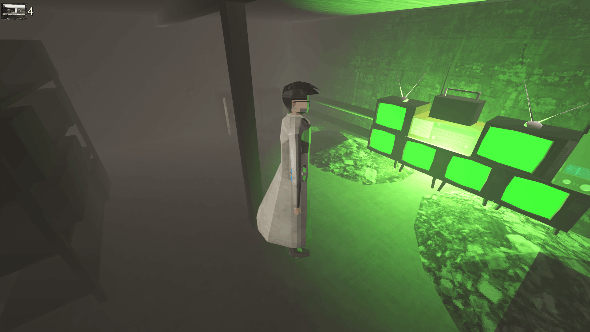 Doctor Kairokos in front of the time machine.